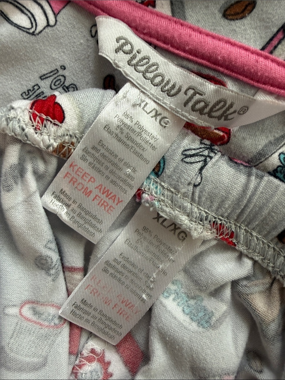 Pillow Talk Coffee Lovers Print Grey Pink Soft Top Shorts Pajama Set XL - Picture 7 of 7